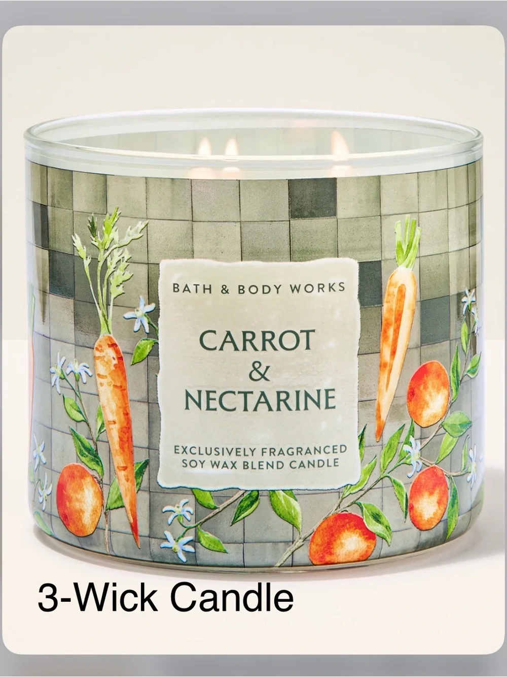 NEW! Bath & Body Works Carrot & Nectarine 3-Wick Candle w Decorative Metal Lid
